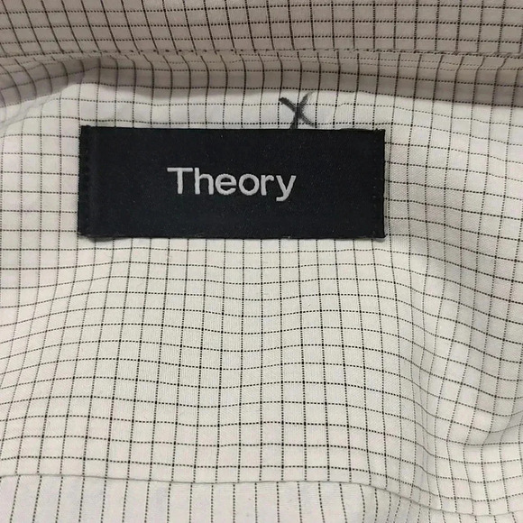 Theory men's plaid cotton SS button up shirt - Picture 3 of 5